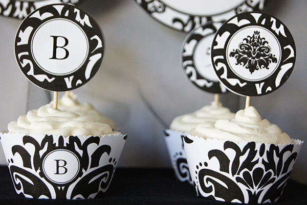 Black-Damask-Cupcake-Printables