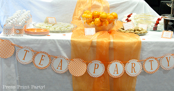 Orange Cream Tea Party with printables from Press Print Party