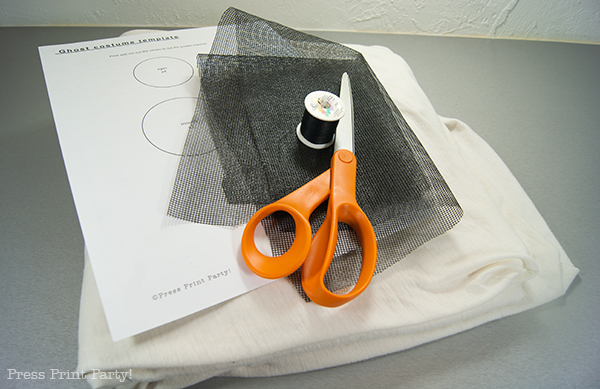 Easy ghost costume tutorial. bedsheet, mesh, scissors, thread - press print party