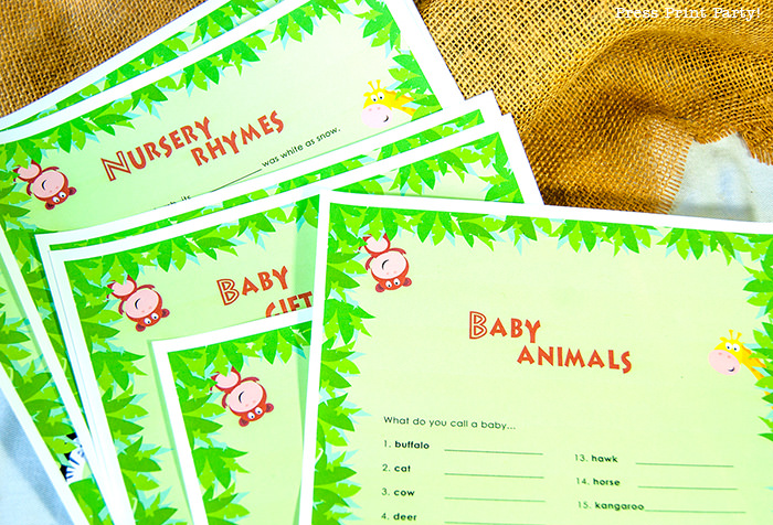 Jungle Theme Party Printables for Jungle Birthday or Safari Baby Shower - Press Print Party! baby shower games