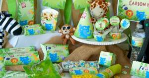 Jungle Theme Party Printables for Jungle Birthday or Safari Baby Shower - Press Print Party! full set