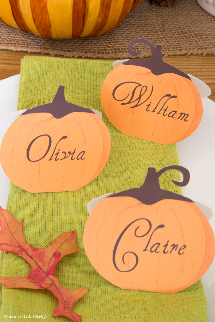 3 Rustic Thanksgiving place cards - Press Print Party!
