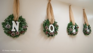 Frosted Christmas Wreath with Letters Tutorial - NOEL and JOY - By Press Print Party