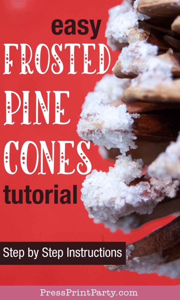 easy frosted pinecone tutorial for christmas decor and wreaths step by step instructions - Press Print Party!