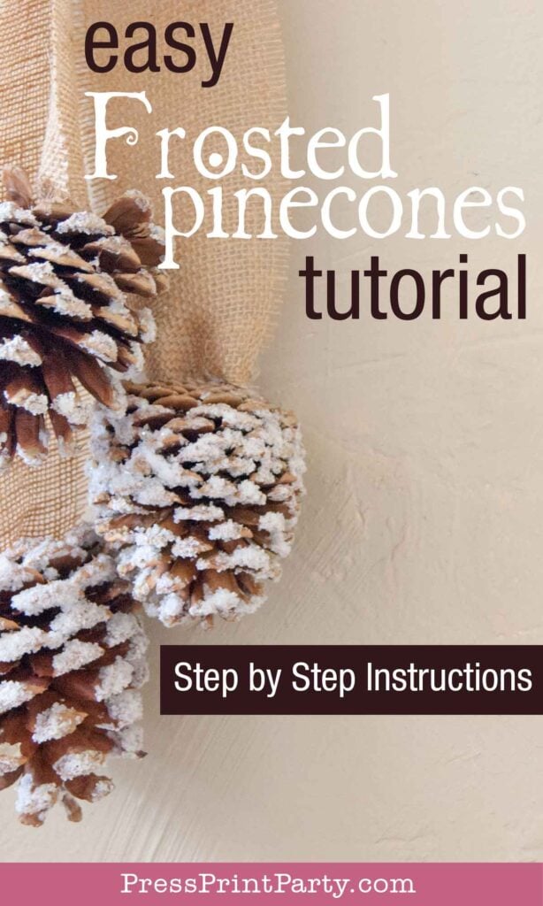 easy frosted pinecone tutorial for christmas decor and wreaths step by step instructions - Press Print Party!
