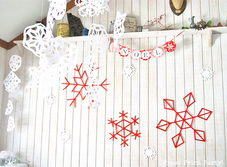 Merry and Bright Red and White Snowflakes Christmas Table - By Press Print Party!