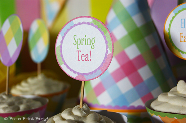 Spring Gingham Printables for Easter by Press Print Party! - Cupcake Toppers