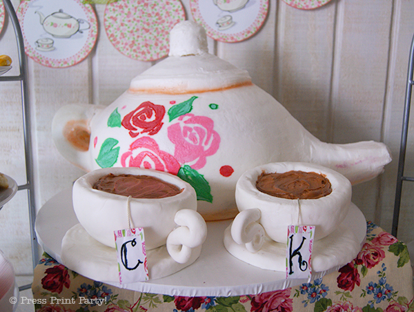 A Delightful Spring Tea Party - by Press Print Party. Tea Pot Cake