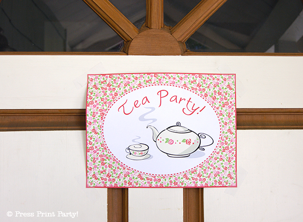 A Delightful Spring Tea Party - by Press Print Party. Door Sign