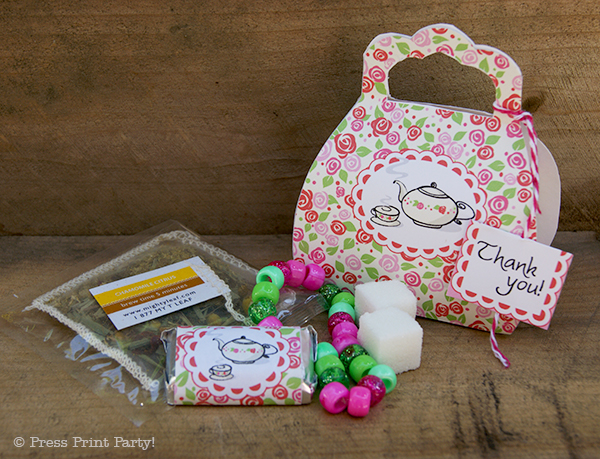 A Delightful Spring Tea Party - by Press Print Party. Favor Purse Box with Tea