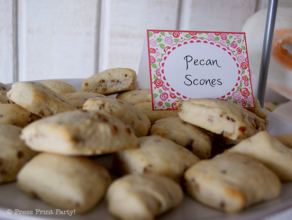 A Delightful Spring Tea Party - by Press Print Party. Pecan Scones