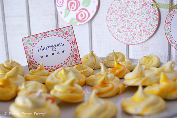 A Delightful Spring Tea Party - by Press Print Party. Martha Stewart Meringue