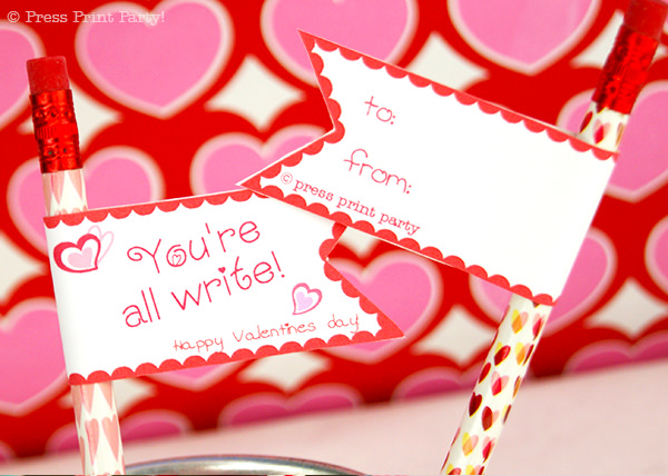 Printable Pencil Toppers for Valentine's Day