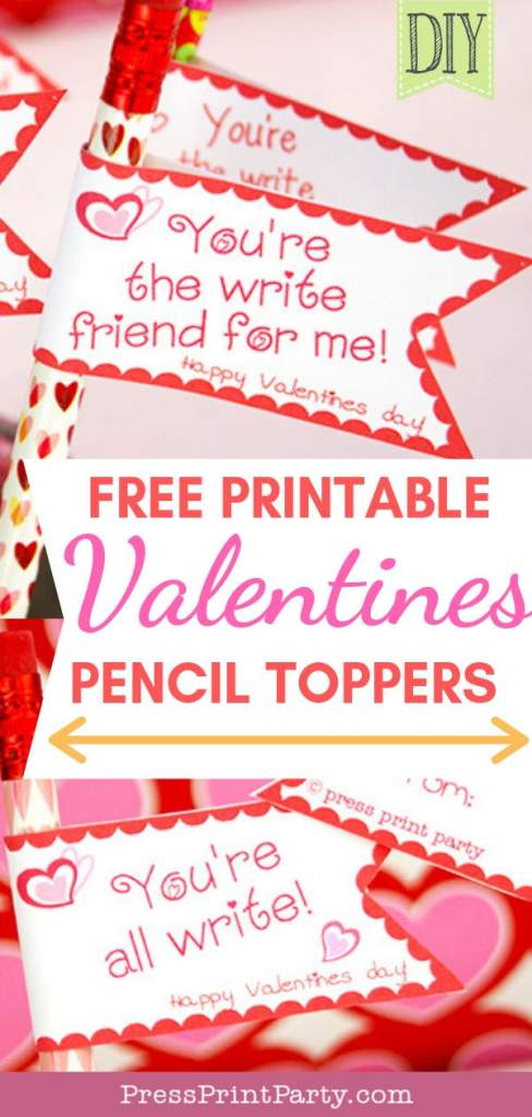 flag Pencil topper with you're all write.Free DIY Valentine's day printable pencil toppers - Valentines day gift classroom - Free Printale - Press Print Party!