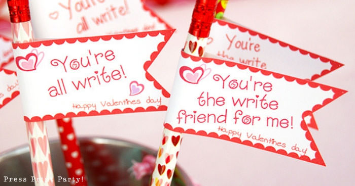 DIY Valentine's day printable pencil toppers - Valentines day gift classroom - Press Print Party!