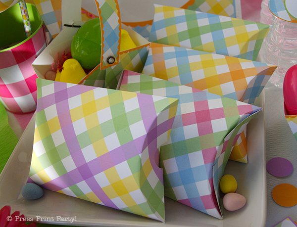 Spring Gingham Printables for Easter by Press Print Party! Favor Pillow Boxes