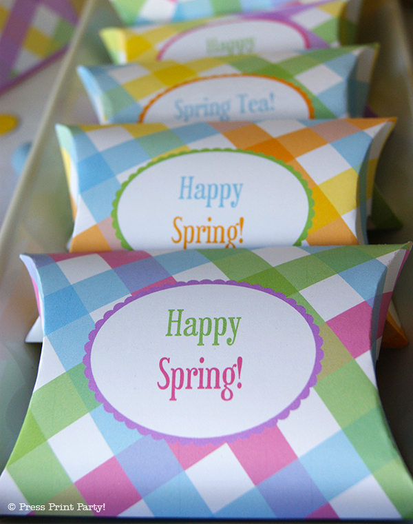 Spring Gingham Printables for Easter by Press Print Party! Editable favor boxes