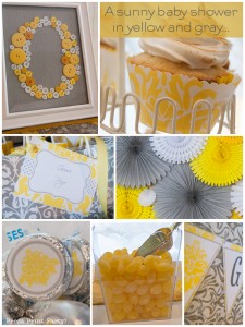 Yellow and Gray Damask Baby Shower Printables by Press Print Party