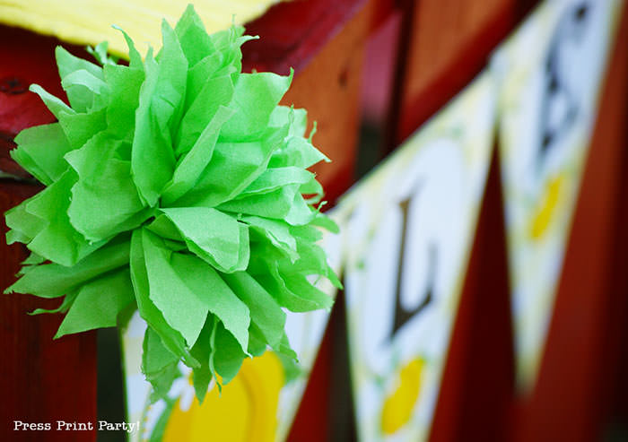 lemonade banner with pom pom lemonade stand Press Print Party