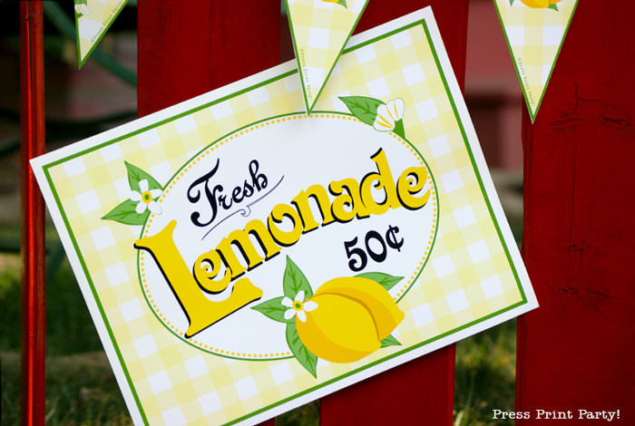 Lemonade stand sign free printable Press Print Party.