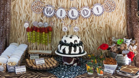 Get Wild african Animal party Safari theme Party Printables - Press Print Party! dessert table