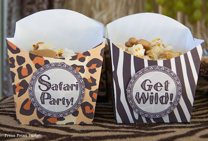 Get Wild african Animal party Safari theme Party Printables - Press Print Party! treat boxes