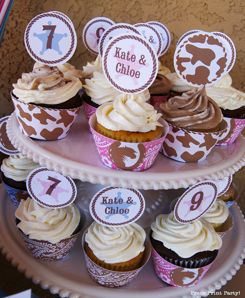 Country Cowgirl Western Party by Press Print Party! Printable cupcake wrappers