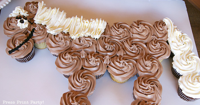 Horse Cupcake Cake Template - Unicorn cupcake cake - horse birthday cake - by Press Print Party!