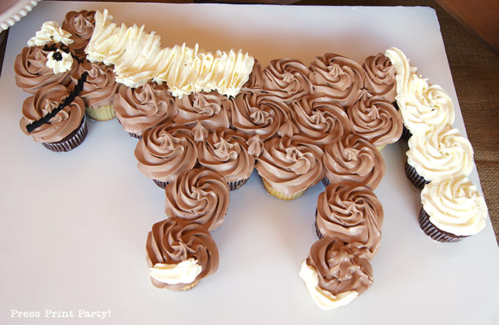 Horse Cupcake Cake Template - Unicorn cupcake cake - horse birthday cake - by Press Print Party!