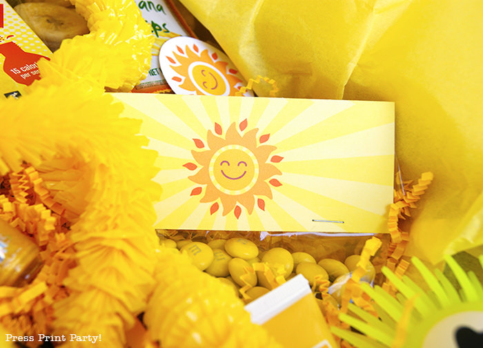 happy sun printable favor bag