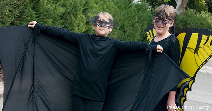 Girl in bat costume and girl in butterfly costume - Press Print Party!