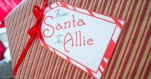 Christmas tag. Free printable Big "From Santa" Gift Tag Printable - Customize with your Child's Name. By Press Print Party!