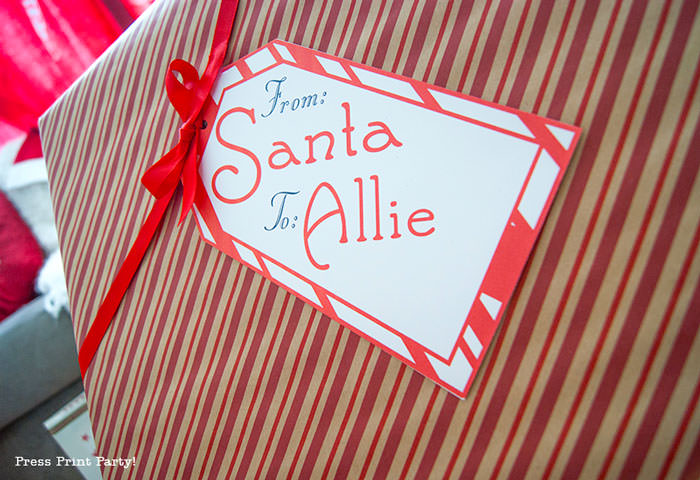 Christmas tag. Free printable Big "From Santa" Gift Tag Printable - Customize with your Child's Name. By Press Print Party!