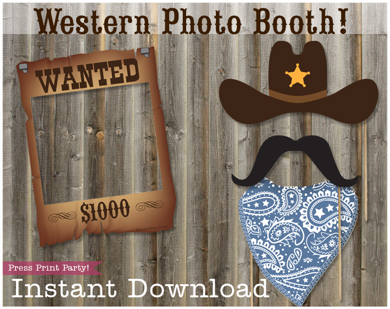 Western Photo Booth Props - Cowboy and Cowgirl by Press Print Party!