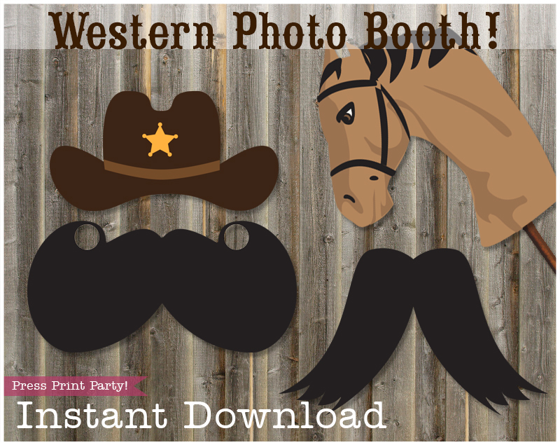 Western Photo Booth Props - Cowboy and Cowgirl by Press Print Party!