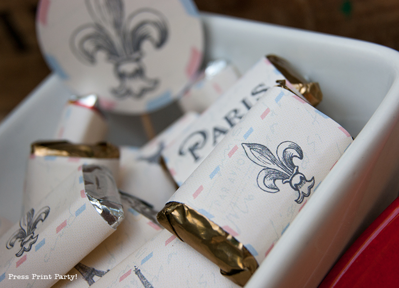 Chocolate Wraps - Paris Party with a French Vintage flair - Press Print Party!