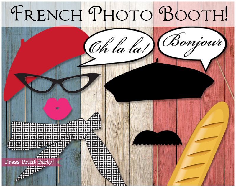 French Photo Booth Props for Paris Party - Press Print party!