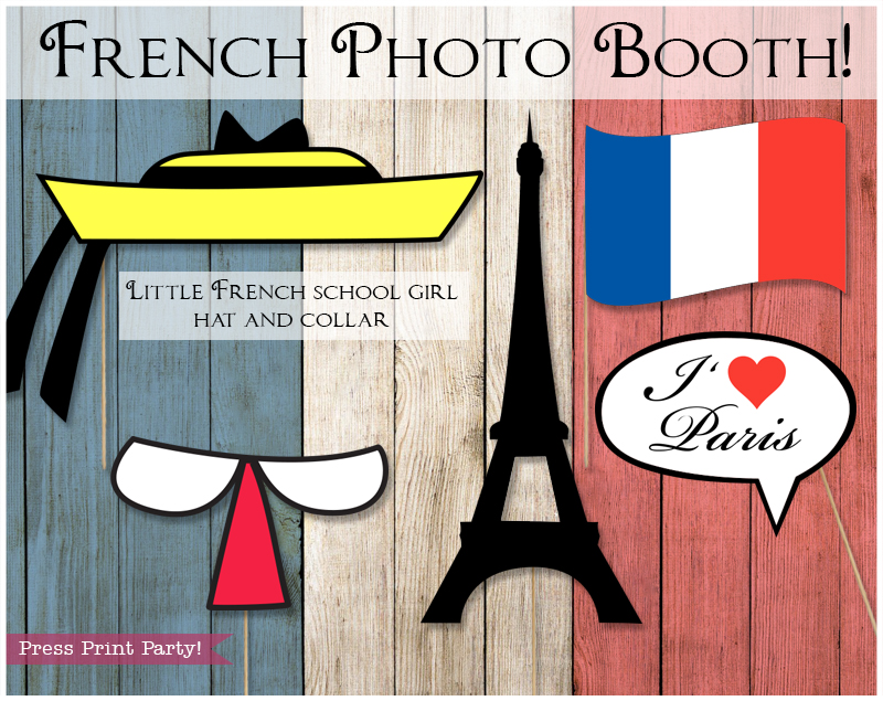 French Photo Booth Props for Paris Party - Press Print party!