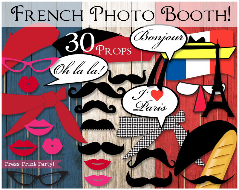 French Photo Booth Props for Paris Party - Press Print party!