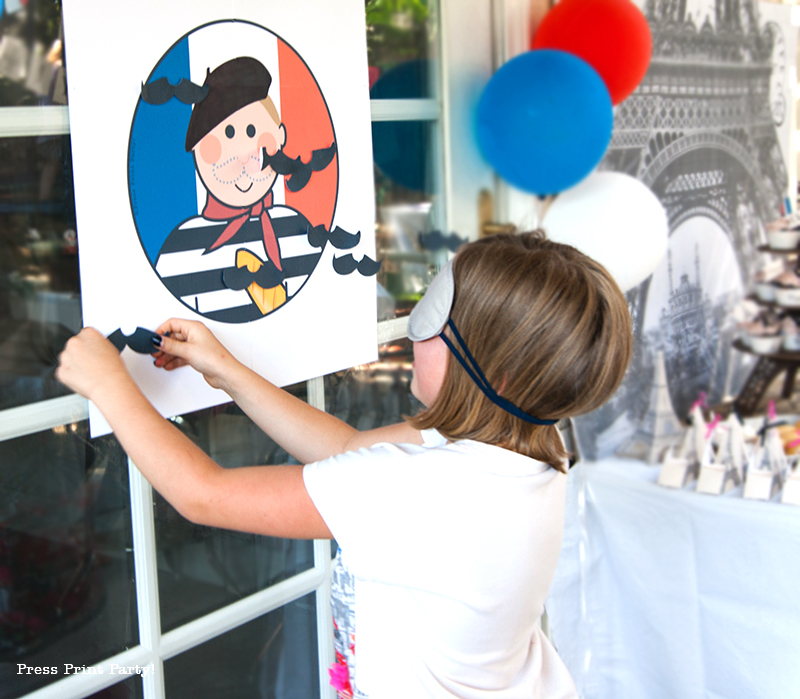 Pin the mustache on the French guy printable- Press Print Party!