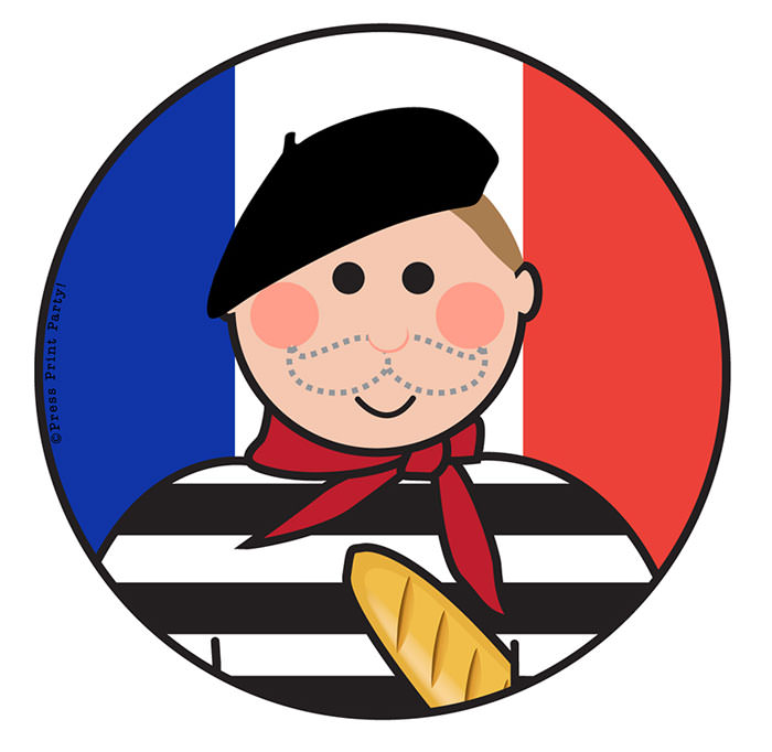Pin the mustache on the French guy free printable game for french or paris party. Press Print Party!