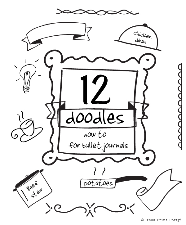 12 doodles how to for Bullet Journals - Press Print Party!