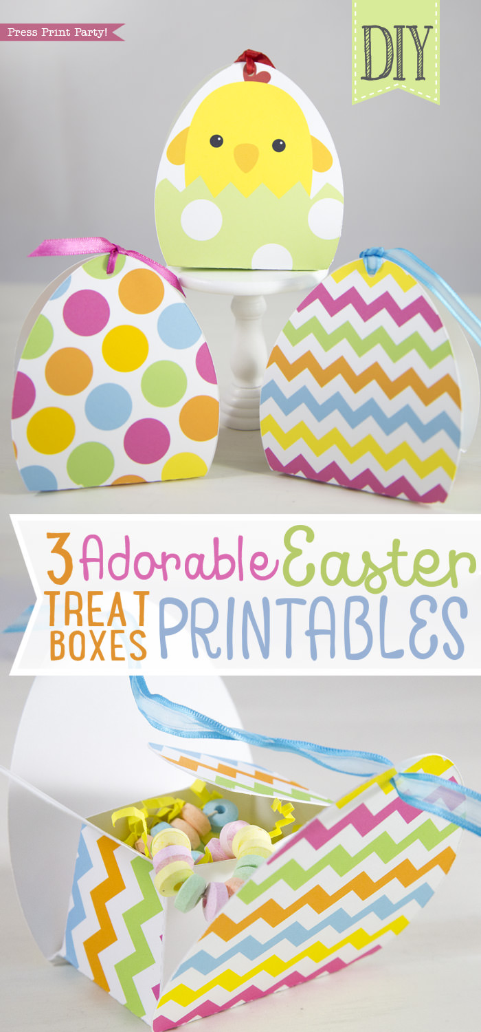 3 adorable Easter treat boxes for baskets - Press Print Party!