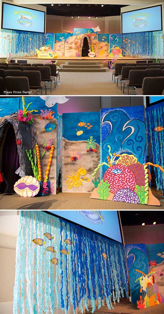 Under the sea decorations VBS stage
