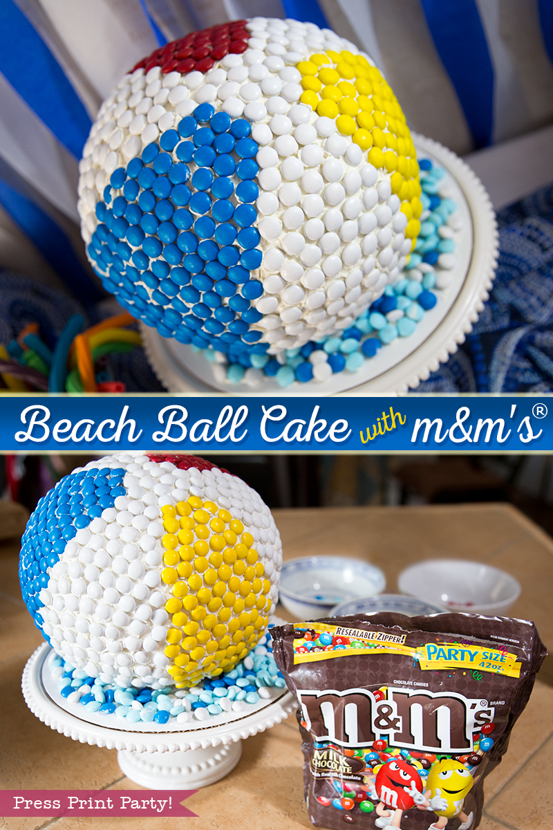 How to make a beach ball cake with m&ms - tutorial- Press Print Party!