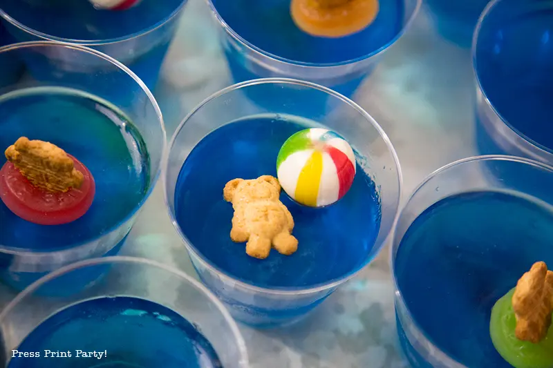 Pool Party Beach Ball Birthday Bash - Ideas and decorations by Press Print Party! Jello swimmers