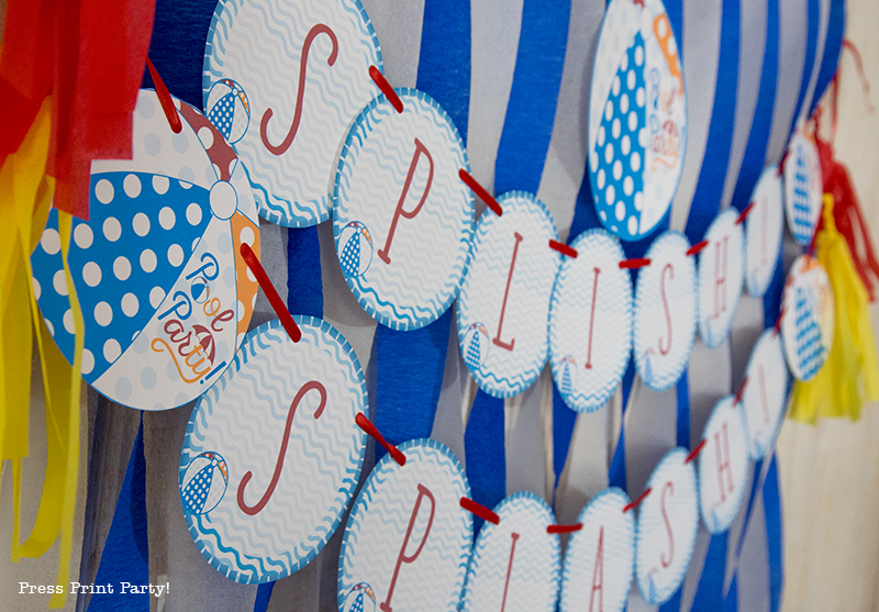 Pool Party Beach Ball Birthday Bash - Ideas and decorations by Press Print Party! Pool Party Banner