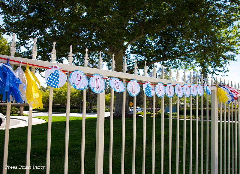 Pool Party Beach Ball Birthday Bash - Ideas and decorations by Press Print Party! Pool Party Banner