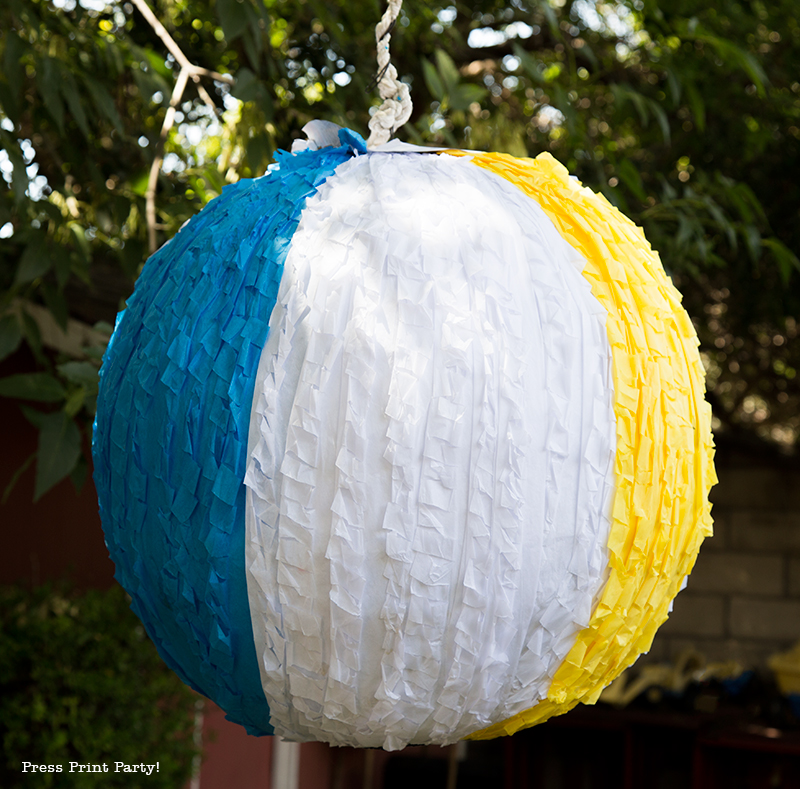 Pool Party Beach Ball Birthday Bash - Ideas and decorations by Press Print Party! Beach ball pinata