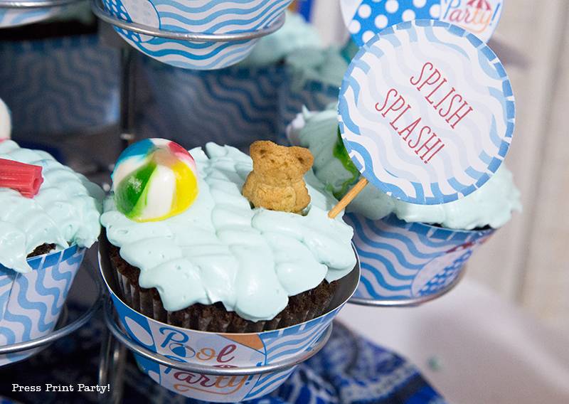 Pool Party Beach Ball Birthday Bash - Ideas and decorations by Press Print Party! Pool Party cupcakes